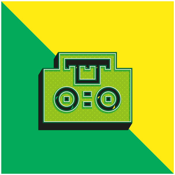 Boombox Yeşil ve sarı modern 3d vektör simgesi logosu - Vektör, Görsel