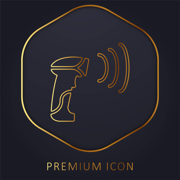 Barcode Scanner gouden lijn premium logo of pictogram - Vector, afbeelding