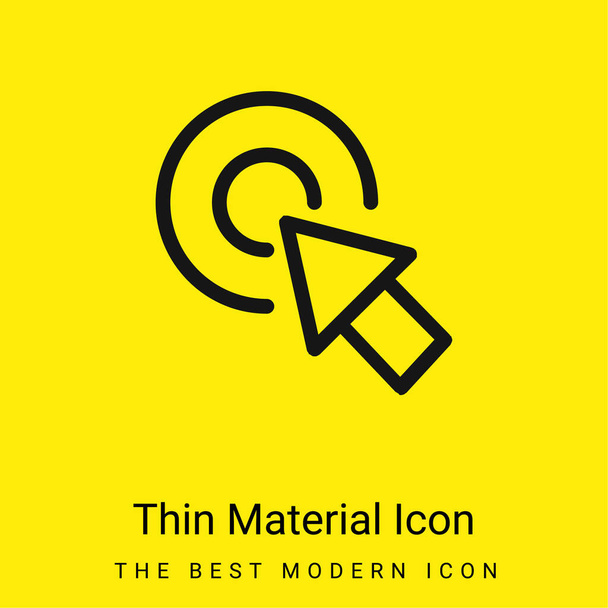 Freccia che indica il centro di un pulsante circolare di due cerchi concentrici icona minimale materiale giallo brillante - Vettoriali, immagini