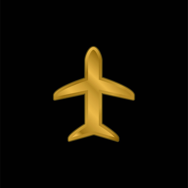 Avião Preto Forma banhado a ouro ícone metálico ou vetor logotipo - Vetor, Imagem