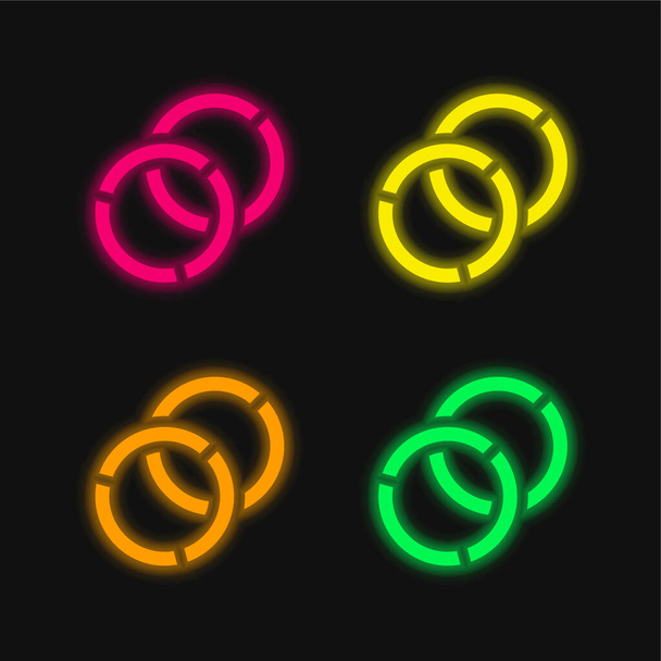 Bangles four color glowing neon vector icon - Vector, Image