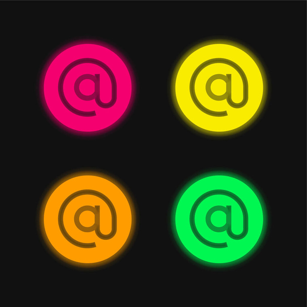 Arroba τεσσάρων χρωμάτων λαμπερό εικονίδιο διάνυσμα νέον - Διάνυσμα, εικόνα