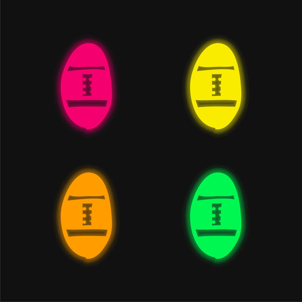 Ball gevulde hand getekend gereedschap vier kleur gloeiende neon vector pictogram - Vector, afbeelding