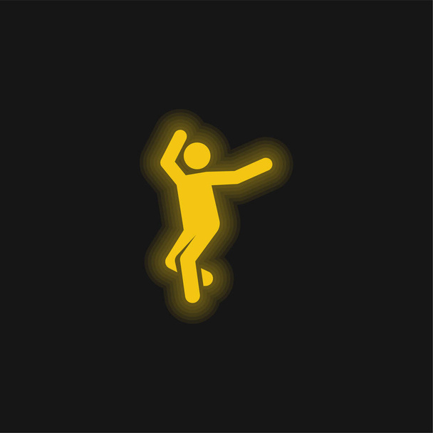 Breakdance keltainen hehkuva neon kuvake - Vektori, kuva