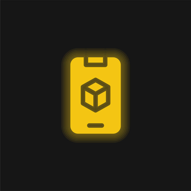 Kiterjesztett valóság sárga izzó neon ikon - Vektor, kép