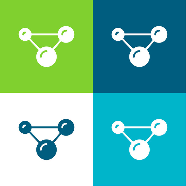 Átomos Plano de cuatro colores mínimo icono conjunto - Vector, Imagen