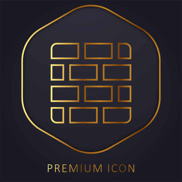 Bricks golden line premium logo or icon - Vector, Image