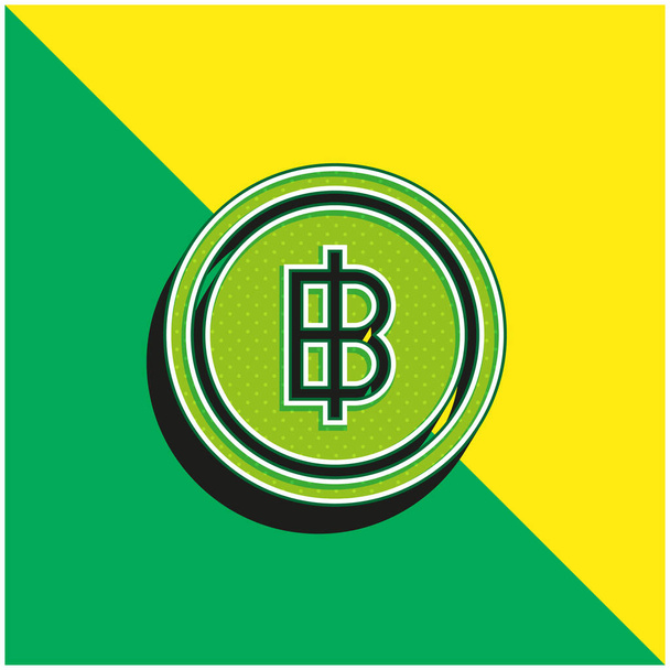Baht Logo icona vettoriale 3D moderna verde e gialla - Vettoriali, immagini