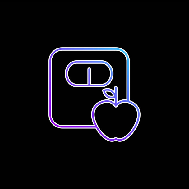 Apple en een schaal schetst blauwe gradiënt vector pictogram - Vector, afbeelding