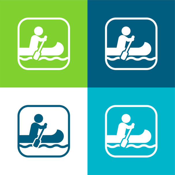Boating Sign Flat conjunto de iconos mínimos de cuatro colores - Vector, Imagen