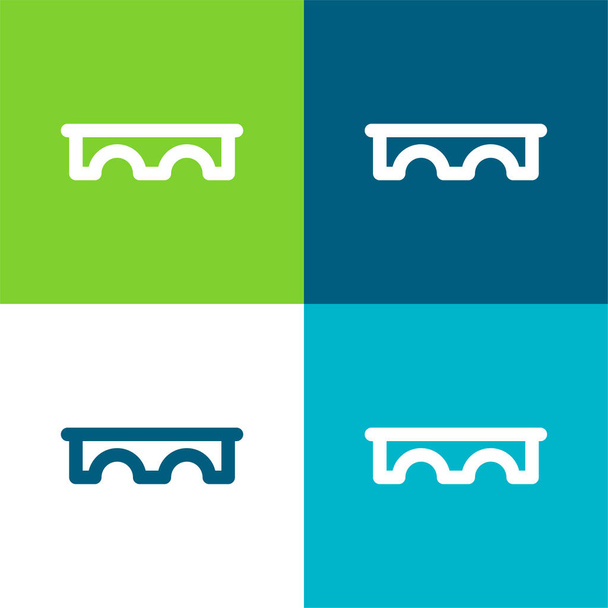 Bridge Flat négy szín minimális ikon készlet - Vektor, kép