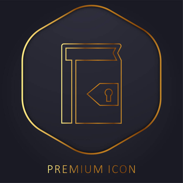 Buch mit Schlüsselloch für Sicherheit goldene Linie Premium-Logo oder Symbol - Vektor, Bild