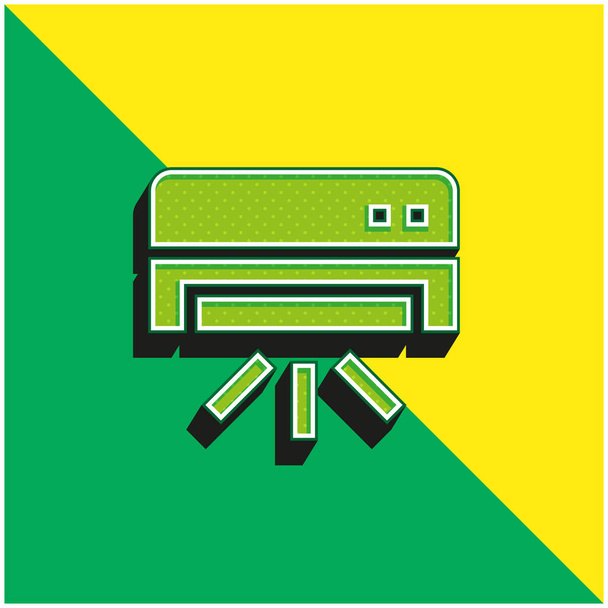 エアコン緑と黄色の現代的な3Dベクトルアイコンのロゴ - ベクター画像