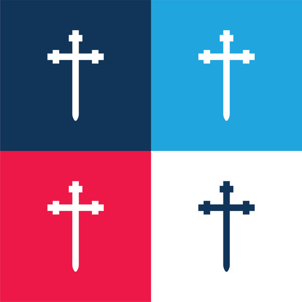 Aaronic Orden Iglesia azul y rojo de cuatro colores mínimo icono conjunto - Vector, Imagen