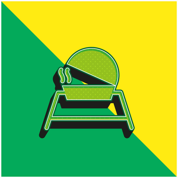 Barbacoa verde y amarillo moderno vector 3d icono del logotipo - Vector, Imagen
