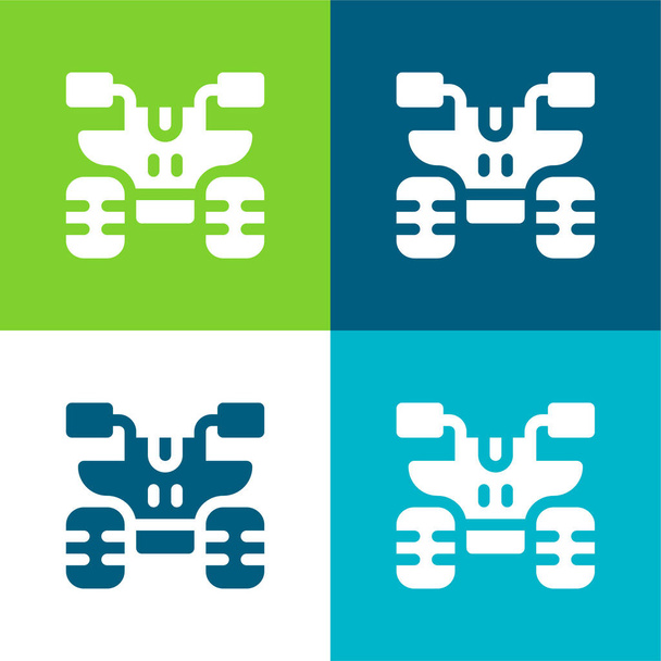 Atv Flat conjunto de iconos mínimo de cuatro colores - Vector, imagen