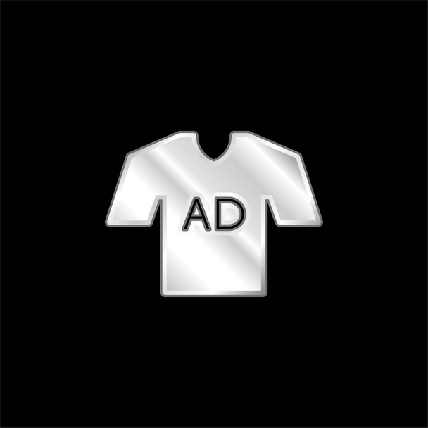 AD T Shirt silver plated metallic icon - Vector, Image