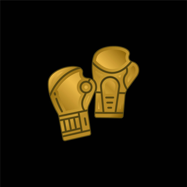 Luvas de boxe banhado a ouro ícone metálico ou vetor logotipo - Vetor, Imagem