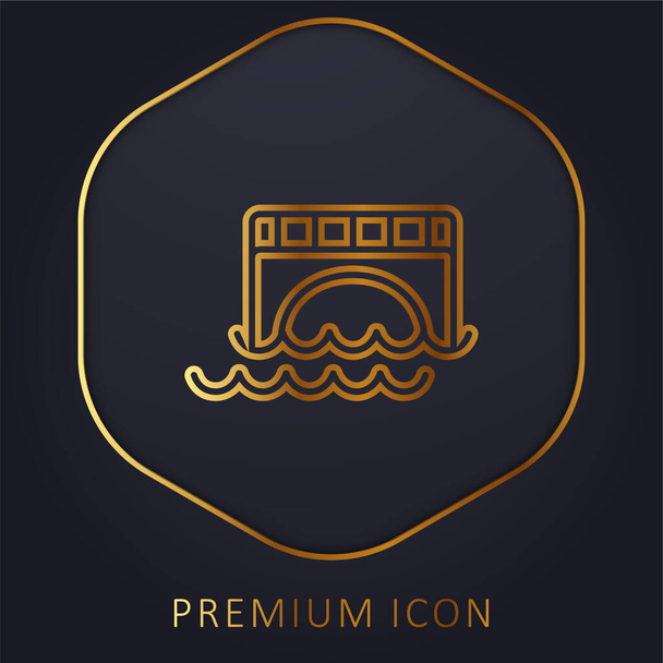 Γέφυρα πάνω από το νερό χρυσή γραμμή premium λογότυπο ή εικονίδιο - Διάνυσμα, εικόνα