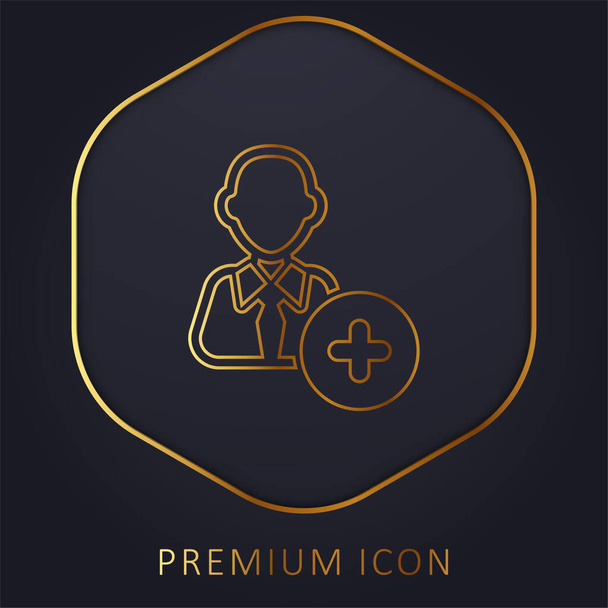 Añadir usuario con lazo línea de oro logotipo premium o icono - Vector, imagen