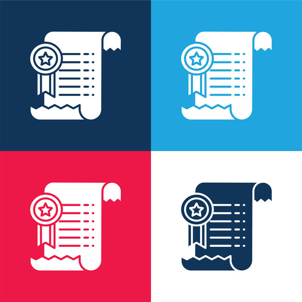 Acuerdo azul y rojo conjunto de iconos mínimo de cuatro colores - Vector, Imagen