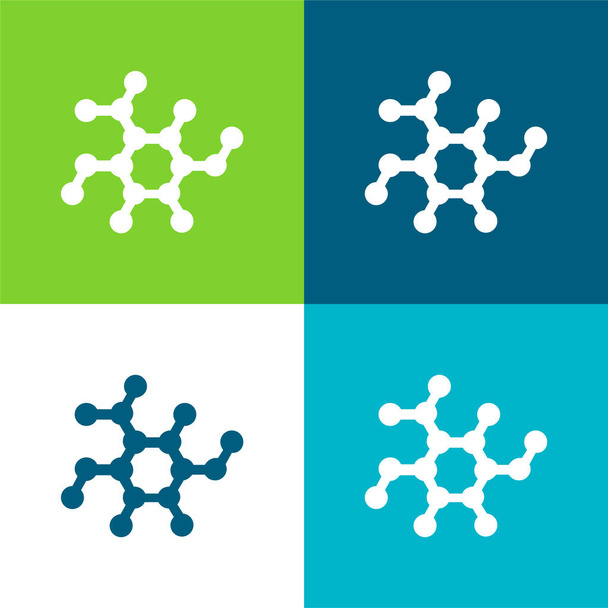 Biológia Alak Lapos négy szín minimális ikon készlet - Vektor, kép
