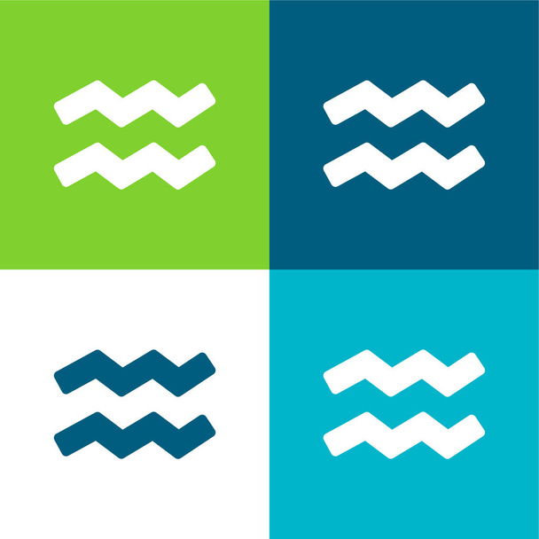 Vízöntő Lapos négy szín minimális ikon készlet - Vektor, kép