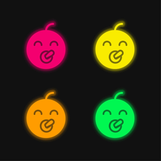 Vauva neljä väriä hehkuva neon vektori kuvake - Vektori, kuva