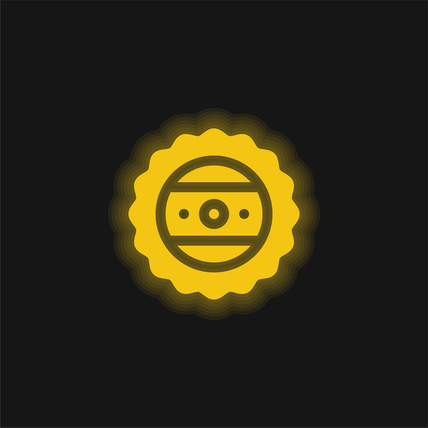 Lahvička čepice žlutý zářící neon ikona - Vektor, obrázek