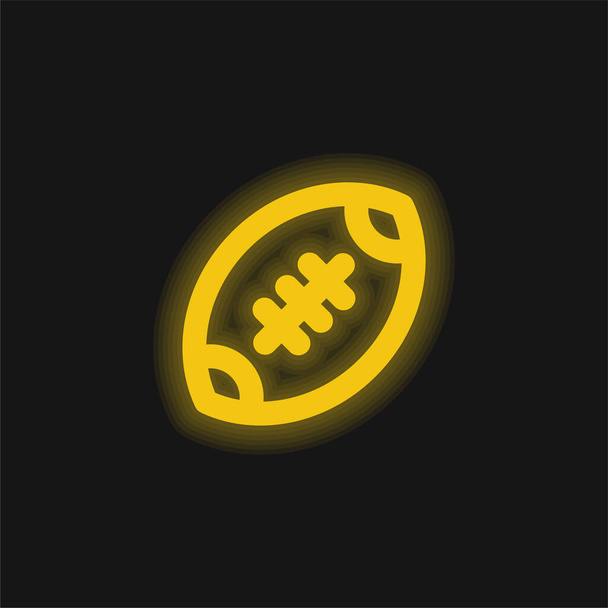 American Football geel gloeiende neon pictogram - Vector, afbeelding