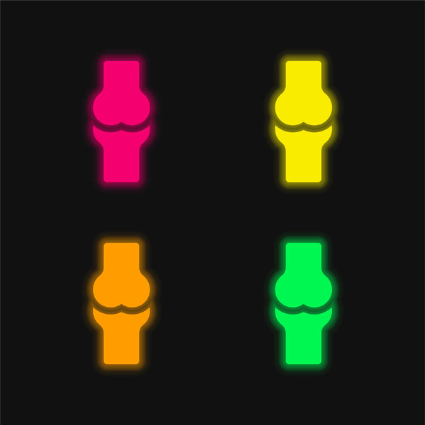 Botten vier kleuren gloeiende neon vector icoon - Vector, afbeelding