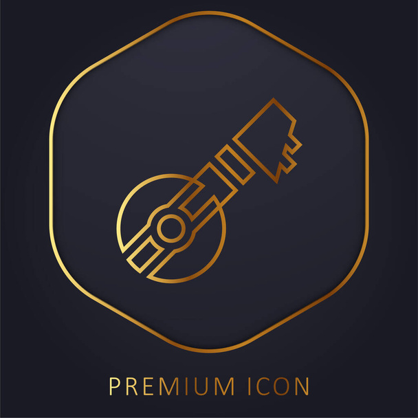 Bouzouki golden line premium logo or icon - Vector, Image