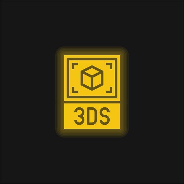3ds κίτρινο λαμπερό νέον εικονίδιο - Διάνυσμα, εικόνα