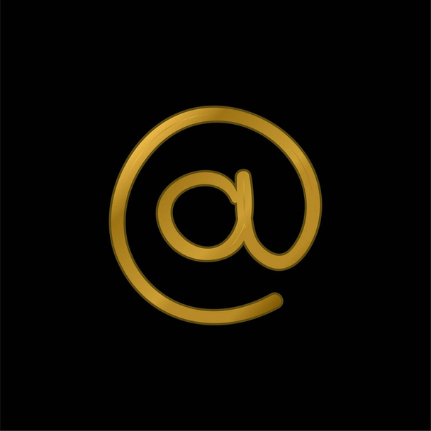 Arroba mão desenhada sinal de e-mail banhado a ouro ícone metálico ou vetor logotipo - Vetor, Imagem