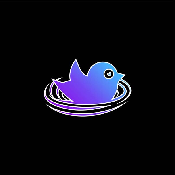 Uccello nel nido blu gradiente icona vettoriale - Vettoriali, immagini