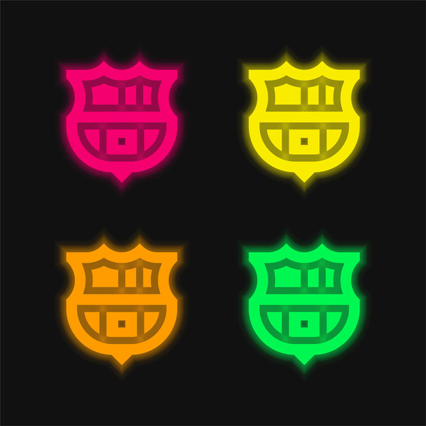 Τέσσερα χρώματα της Βαρκελώνης λαμπερό εικονίδιο διάνυσμα νέον - Διάνυσμα, εικόνα