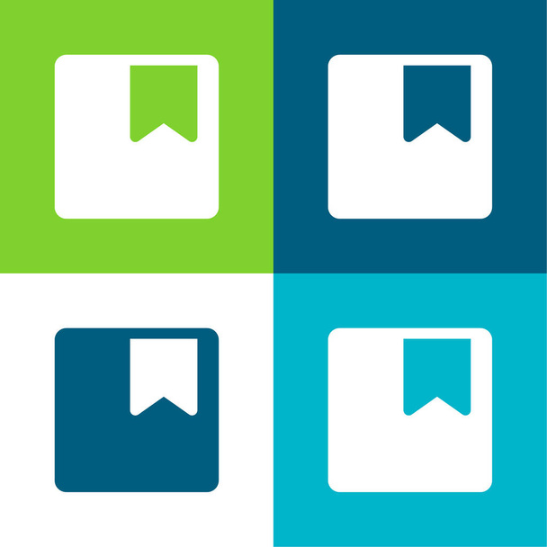 Segnalibro Flat four color minimal icon set - Vettoriali, immagini
