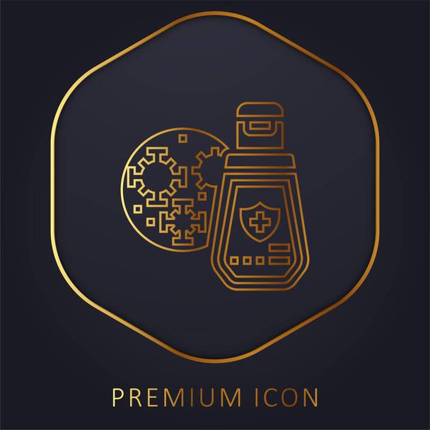 Gel antibacteriano línea dorada logotipo premium o icono - Vector, Imagen