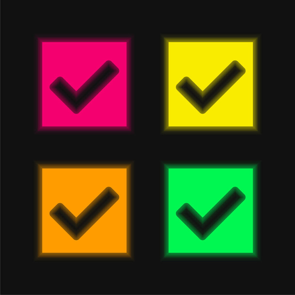 Accept four color glowing neon vector icon - Vector, Image