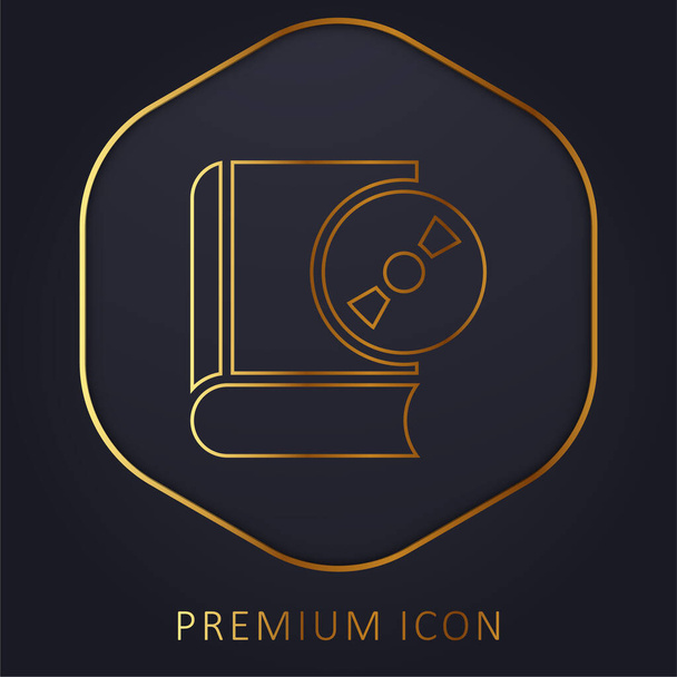Audiobook linha dourada logotipo premium ou ícone - Vetor, Imagem
