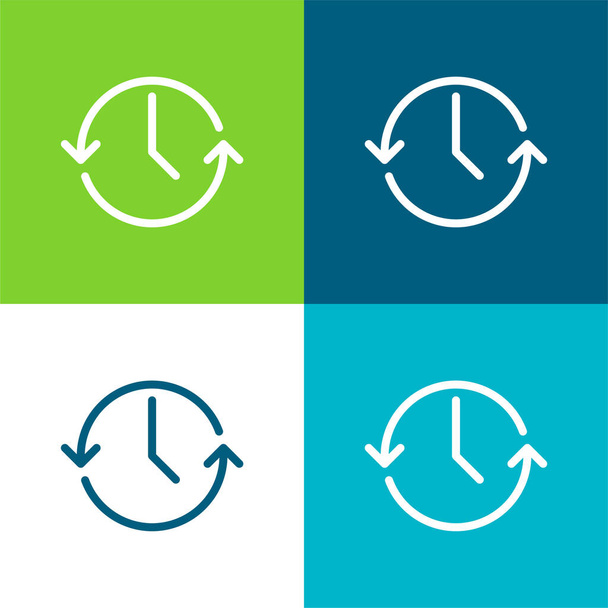 Anti-óramutató járásával megegyező Lapos négy szín minimális ikon készlet - Vektor, kép
