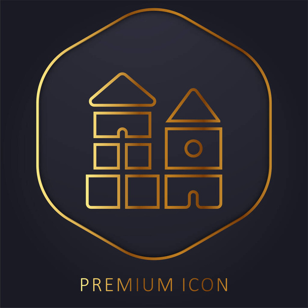 Blokk arany vonal prémium logó vagy ikon - Vektor, kép