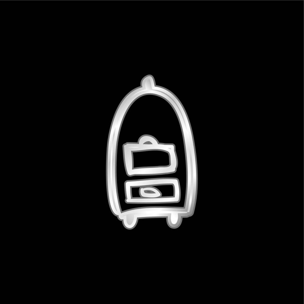 Sacs Panier d'hôtel Transport Outils dessinés à la main icône métallique argentée - Vecteur, image