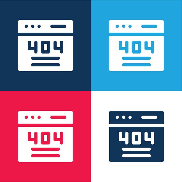 404青と赤の4色の最小アイコンセット - ベクター画像
