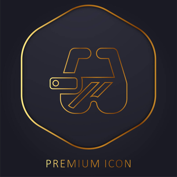 Gafas Ar línea dorada logotipo premium o icono - Vector, imagen