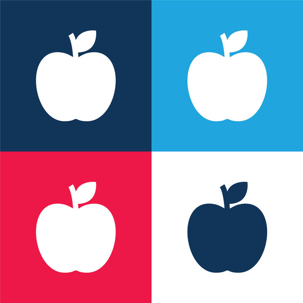 Apple blu e rosso quattro colori set icona minima - Vettoriali, immagini