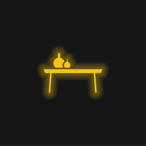Ikona žlutého zářícího neonu nočního stolku - Vektor, obrázek
