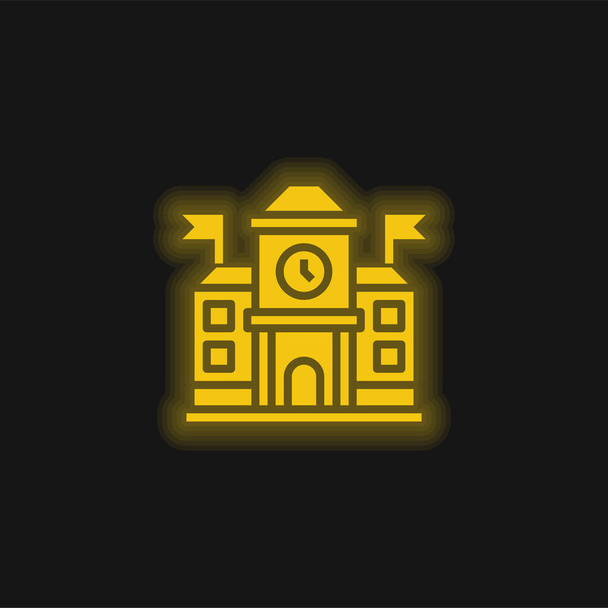 Academy yellow glowing neon icon - Vector, Image