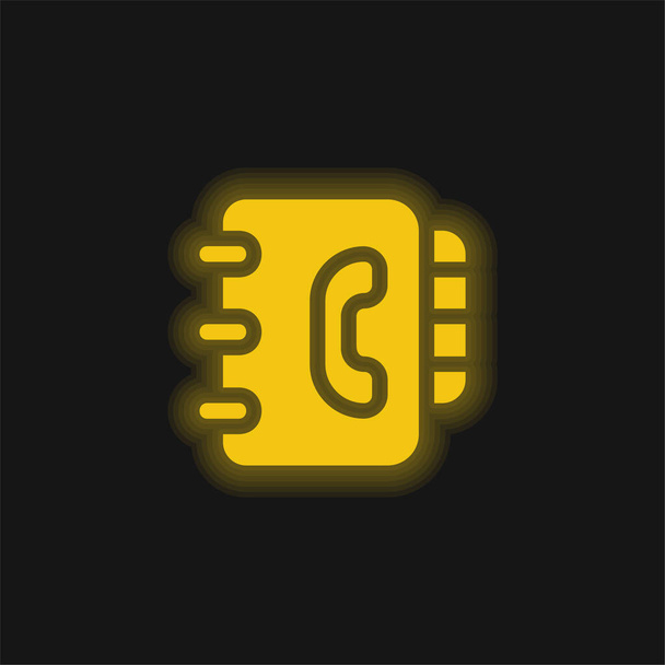 Agenda amarillo brillante icono de neón - Vector, imagen