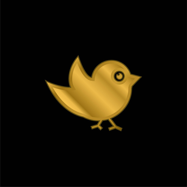 Μαύρο πουλί επίχρυσο μεταλλικό εικονίδιο ή το λογότυπο διάνυσμα - Διάνυσμα, εικόνα